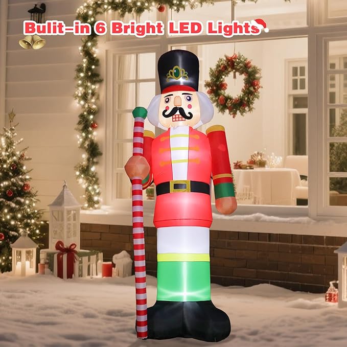 Taman 11.8 FT Christmas Inflatable Decorations, Large Nutcracker Propeller Built-in Bright LED Light Blow Up for Yard, Garden,Lawn Outdoor Holiday Yard Decorations