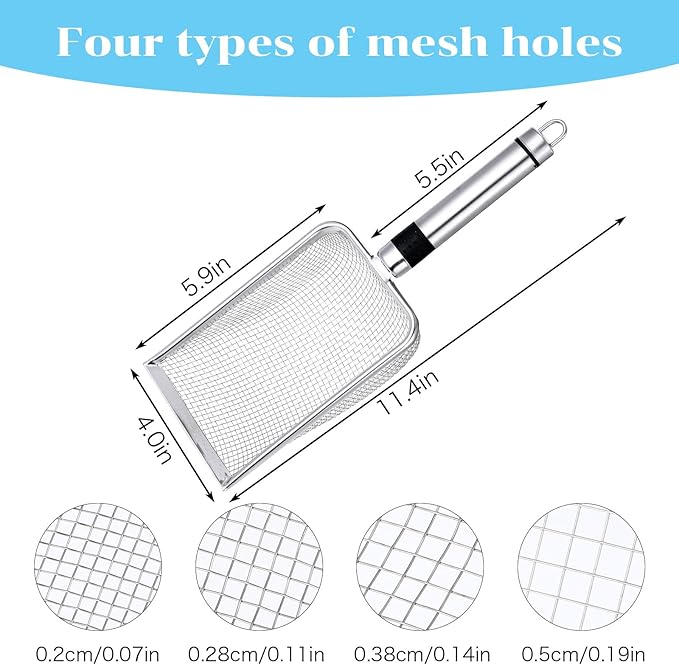 4 Pcs Gardening Soil Sifter, 4" W Garden Sieve Sifter with Handle Portable Gardening Sifter for Gardening Sand Soil Dirt Compost (2/2.8/3.8/5 mm Mesh)