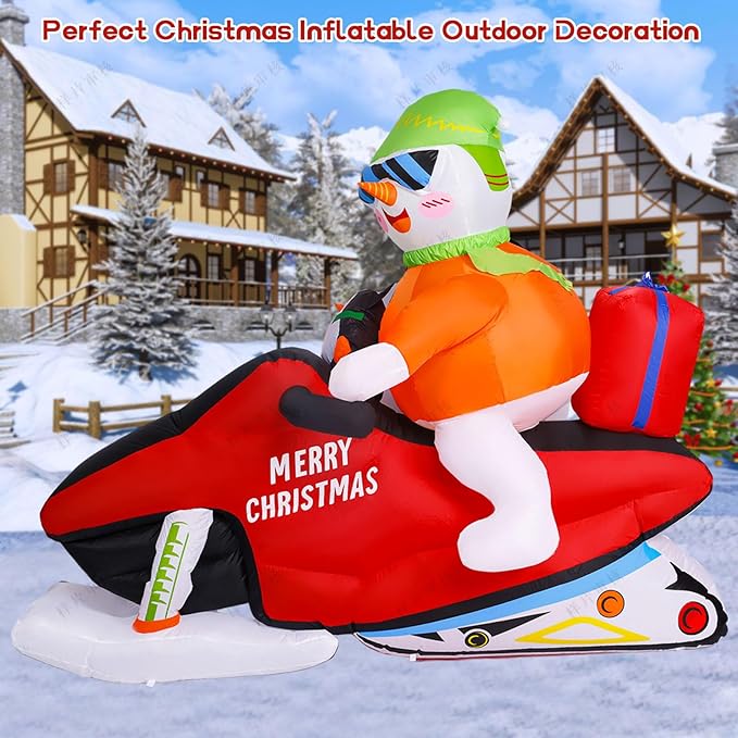 8FT Christmas car Inflatable Old Man, Santa Claus Snowman Penguin Driving Racing car, Built-in LED Lights and Blower, Inflatable Outdoor Decoration Lawn Patio Christmas Outdoor Decoration