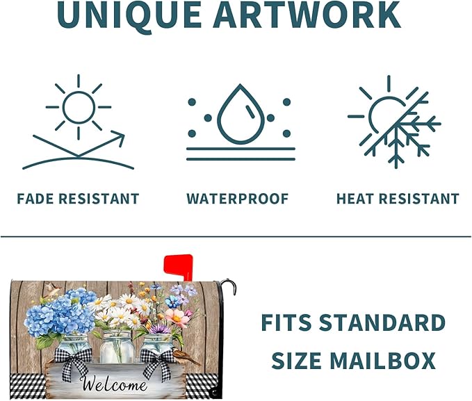 Spring Floral Mailbox Covers Magnetic Standard Size 21 X 25.5 Inch Bird Flower Magnetic Mailbox Cover Wildflowers Mailbox Wraps Post Box Cover Decoration Outdoor Garden Home Yard Outside