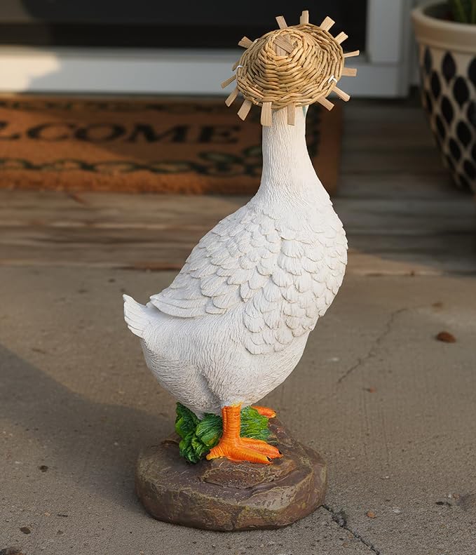 Elenon Goose Statue Garden Decorative, 11 inch High Adorable Flower Bed Outdoor Decor, Yard Patio Art Decor Sculptures Table Ornament