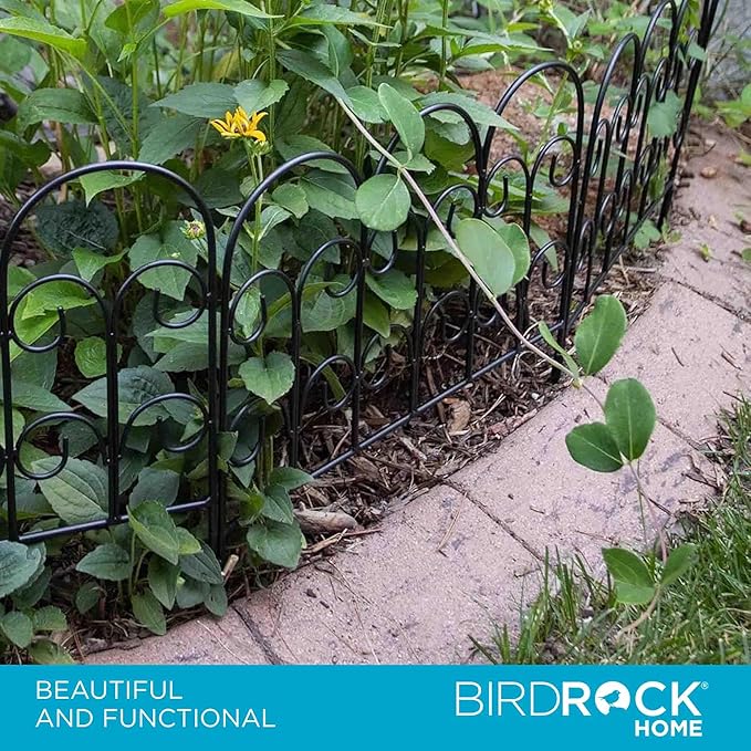 BIRDROCK HOME 5pk Ornate Landscape Edging Fence for Garden or Flower Beds - Durable Metal - Landscape Fencing
