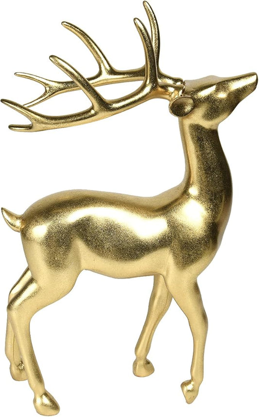 Newman House Studio Gold Reindeer Christmas Decoration Indoor - Large Christmas Reindeer Decor Statue 10.6 * 6.5 * 17.4 Inch