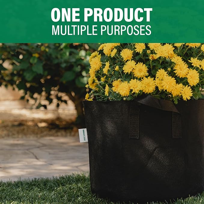 Humboldts Secret Fabric Grow Bags - Non Woven Fabric Plant Pots - Reusable Garden Bags - Plant Grow Bags for Indoor and Outdoor Plants - Thick Fabric Pots with Handles (5-Pack) (20 Gallon)