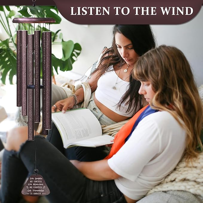 Best Friend Birthday Gifts for Women, Friend Birthday Gifts for Bestie 32" Wind Chimes, Best Friends Long Distance Presents, Friendship Gift for Woman, Unique Soul Sister BFF Gift Ideas