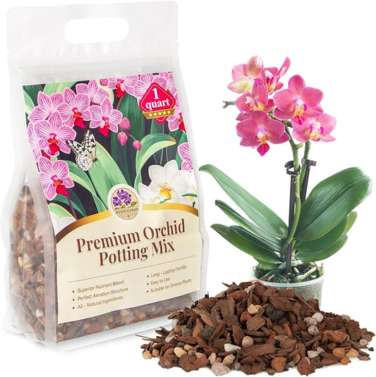 Orchid Bark Potting Mix with Pine Bark and Perlite, Fast Draining Orchid Soil for Healthy Roots, Ideal for Repotting Orchid and Orchid Bark for Indoor Plants (1 Quart)