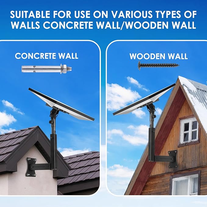 Starlink Mount, Adjustable Starlink Wall Mount Gen 3 with Telescoping Support Arm, Stainless Steel, Rustproof, Weatherproof for Concrete Walls and Wood Walls, Easy Installation Black
