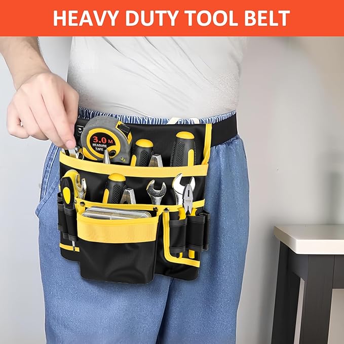 Electrician Tool Belt, Magnetic Waist Tool Belts for Men, Electrician Tool Pouch with 13 Pockets & Wristband for Tools, Adjustable Heavy-Duty Oxford Tool Pouch for Electricians Carpenters Gift