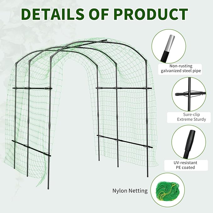 DoCred Large Garden Arch Trellis for Climbing Plants, 87'' H x 75'' L x 71'' W Outdoor Grape Vine Trellises Arch Arbor Gazebo, Grape Trellis for Climbing Plants, Courtyard and Garden Decoration, Black