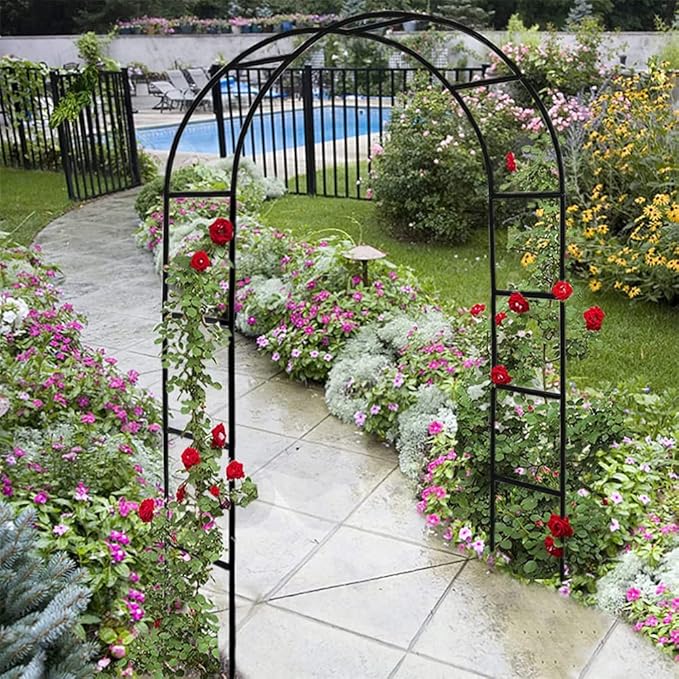 Garden Arch Trellis,Metal Pergola Arbor, Wedding Arch Flowers Frame Backdrop Stand,Garden Arch Arbor for Climbing Plant Wedding Bridal Party Decoration,Assemble Freely 2 Sizes