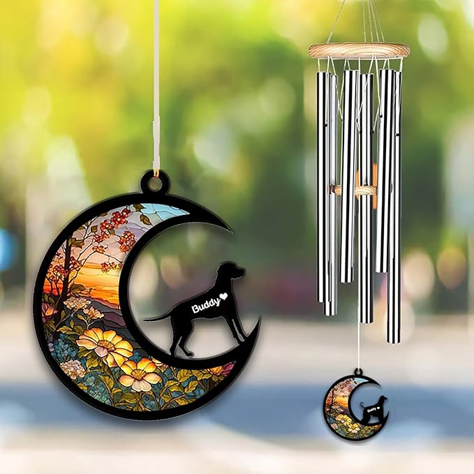 Dalmatian Sun Catcher Wind Chime, Custom Sunflower Suncatcher Dog Memorial Wind Chime, Dog Loss Gift, Dog Sympathy Gift, Pet Loss Suncatcher, Outdoor Garden Decor