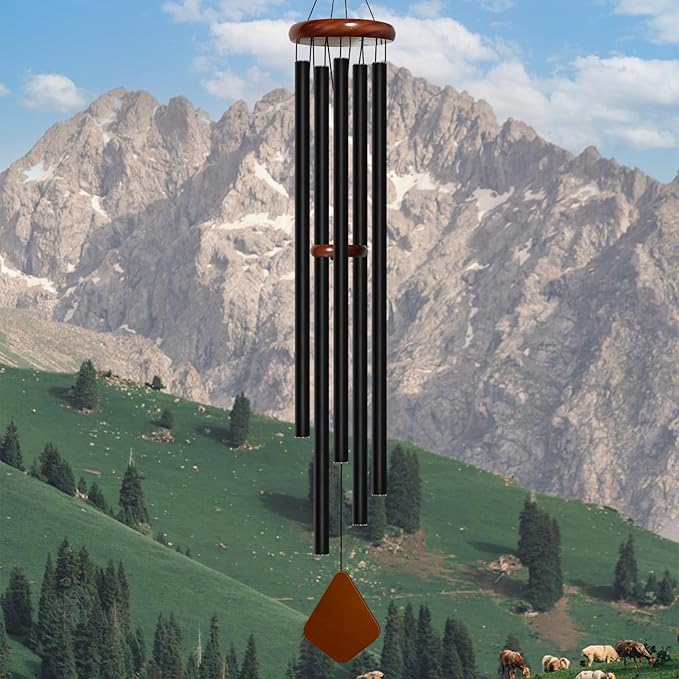 60'' Wind Chimes for Outside Deep Tone, Large Wind Chime, 5 Heavy Duty Tubes Metal Extra Large Wind Chimes Outdoor, Decoration for Garden, Patio, Yard, Gifts for Mother's Day(Rhombus)
