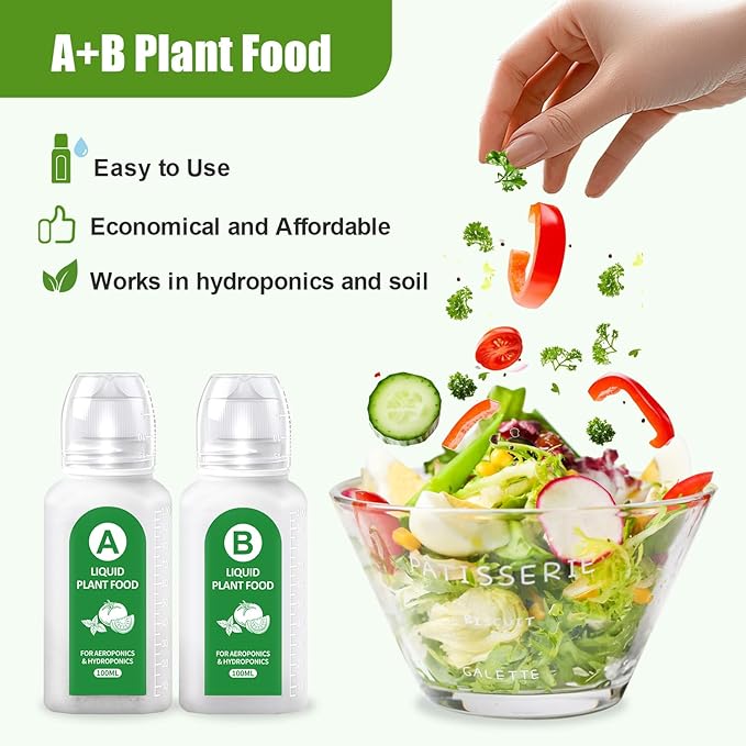 12 Pods Gourmet Herb Seed Kit Compatible with All Hydroponics, Growing Kit with Nutrient Solution, Seeds & Grow Sponges – Indoor Garden for Fresh Herbs & Vegetables (Nutrient & Salad Mixed Seed)