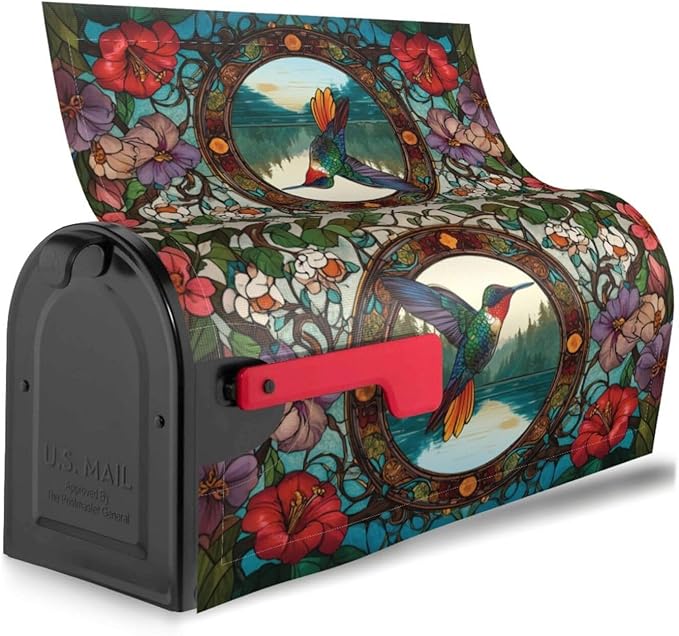 Spring Hummingbird Mailbox Covers Magnetic Letterbox Covers 21x18 Inch for Garden Outdoor Decoration