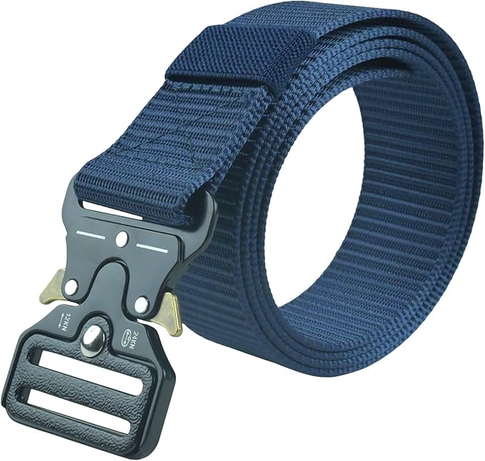 Tactical Belt, Military Hiking Rigger 1.5" Nylon Web Work Belt with Heavy Duty Quick Release Metal Buckle