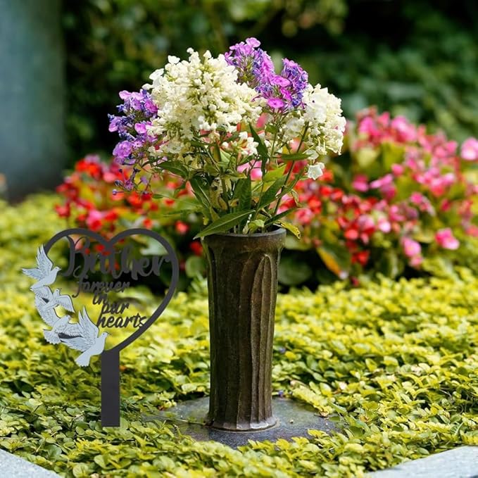 HPMAISON 11 inch Metal Brother Memorial Stake Grave Decorations for Cemetery Gravesite Sympathy Markers Waterproof Memorial Gifts for Loss of Brother Tombstones Plaque Outdoors Lawn Yard Decor