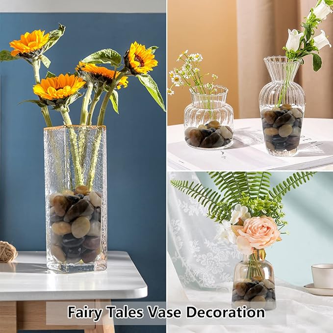 Pebbles for Indoor Plants, Natural Polished River Rocks, Small Decorative Mixed Color Stones for Planters Vase Fish Tank Aquariums Landscaping Garden, 10lbs