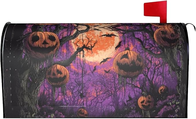 Halloween Moon Mailbox Covers Magnetic Letterbox Covers 21x18 Inch for Garden Outdoor Decoration