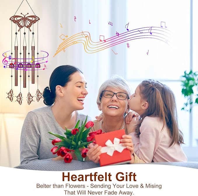 Metals Butterfly Wind Chimes for Outside to Create a Zen Atmosphere Suitable for Outdoor Garden Patio Home Decor,Melodious Melodic Tones Wind Chimes Suitable as A Birthday Gift for Women Mom