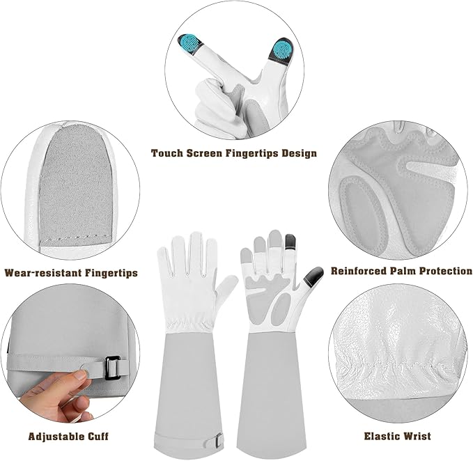 Long-Gardening-Gloves for Women/Men - Thorn Proof Rose Pruning Gloves Heavy Duty Gauntlet, Best Garden Gifts for Gardener-S