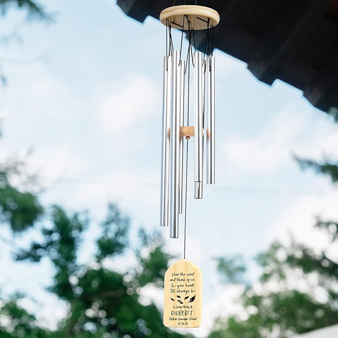 Personalized Memorial Wind Chimes, Sympathy Gifts for Loss of Loved One, Bereavement/Condolence/Remembrance/Memorial Gifts for Loss of Mother, Father or Loved One - Think of Me