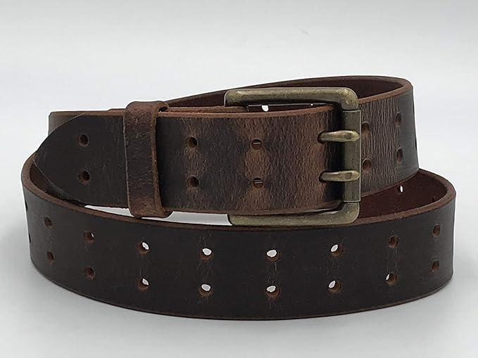Handmade Double Hole Belt Genuine Bridle Leather 1.5 Inches Wide
