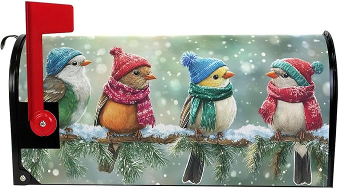 ALAZA Winter Birds on Snowy Pine02 Magnetic Mailbox Cover MailWraps Garden Yard Home Decor for Outside Oversized-25.5" x20.8"