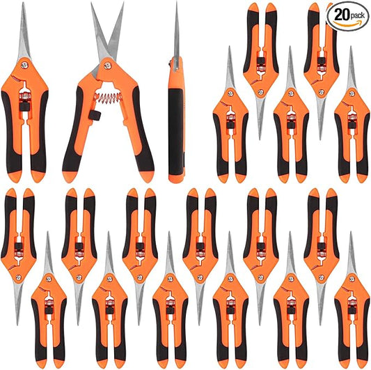 20 Pack 6.5 Inch Garden Pruning Scissors, Hand Pruner with Stainless Steel Blades, Sharp Point Gardening Shears Cutter, Gardening Pruning Shear, Supplies & Accessories(Orange)