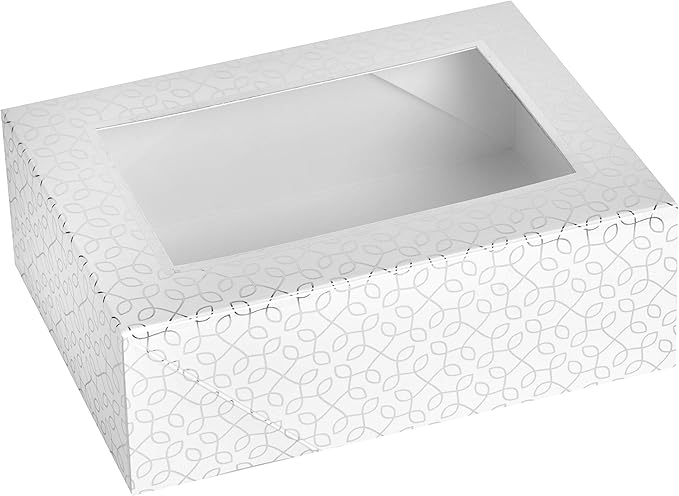 Hammont Window Box with Six Sections - 6 Pack - 7”x5”x2.5” - Silver Colored Versatile Bakery Boxes Perfect for sharing Snacks and Cookies | 6 Insert Sections Gift Boxes