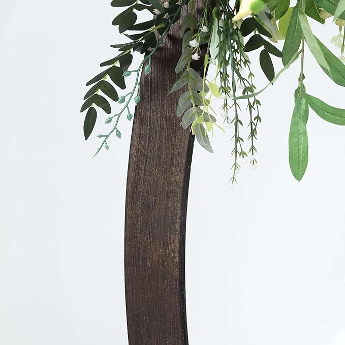 Efavormart 7.4ft Dark Brown Wood DIY Round Wedding Arch Backdrop Stand, Rustic Photo Backdrop Stand