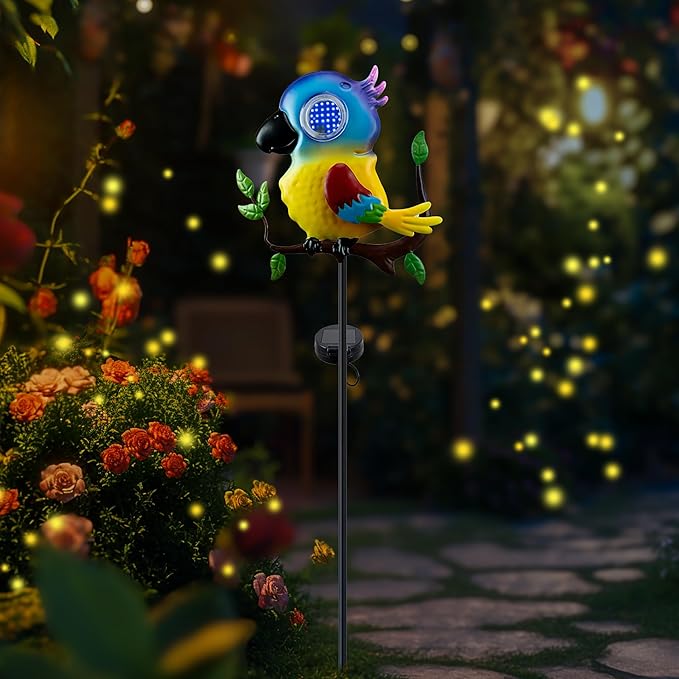 Parrot Solar Garden Lights Outdoor Waterproof, Christmas Metal Yard Decor Outdoor Solar Lights Decorative Stake for Pathway, Garden, Lawn, Patio, Driveway