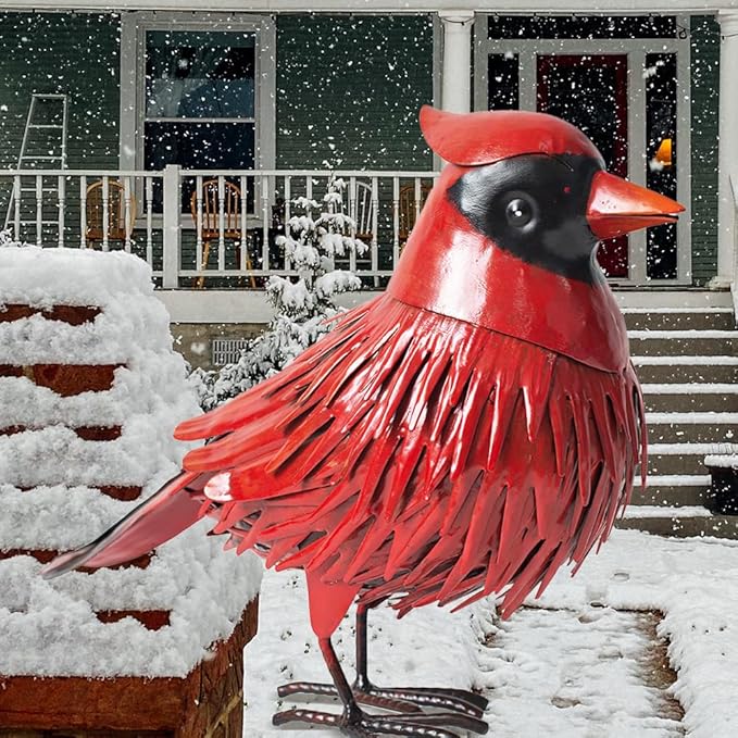 Natelf Cardinal Statue Metal Bird Yard Art, Garden Sculptures & Statues Large Red Birds Outdoor Decor, Gifts for Christmas/Mom/Grandma/Wife/Daughter/Sister/Aunt