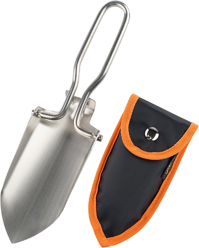 AceCamp Lightweight Small Folding Shovel Foldable Garden Handy Camping Trowel for Backpack Gardening and Potting Multi-Tool with Carrying Case