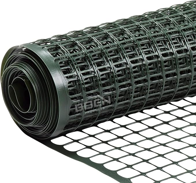 BOEN Garden Fence Temporary Barrier Outdoor Fence for Dog, Rabbit or Deer, Garden Netting Plastic Mesh Plant Protection (4' x 100', Green)
