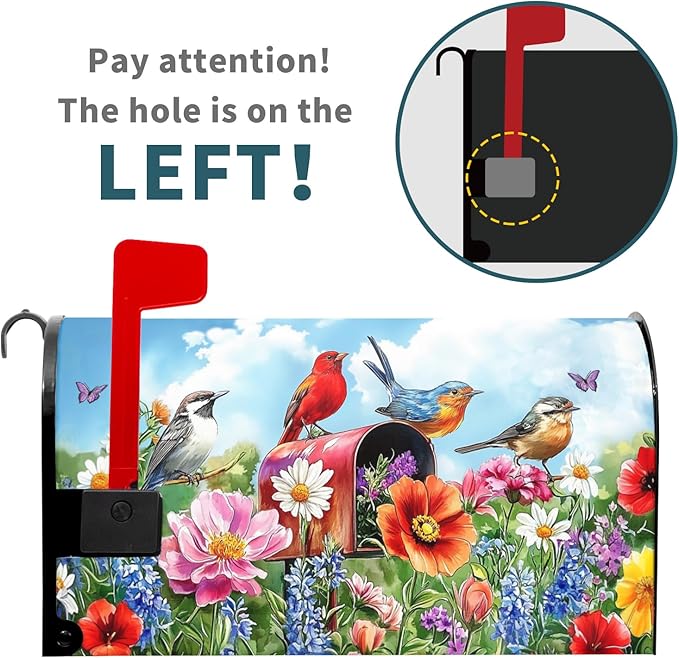 Floral Magnetic Mailbox Cover, Standard Size 21x25.5 Inch, Oxford Cloth, Post Mount, Multicolor