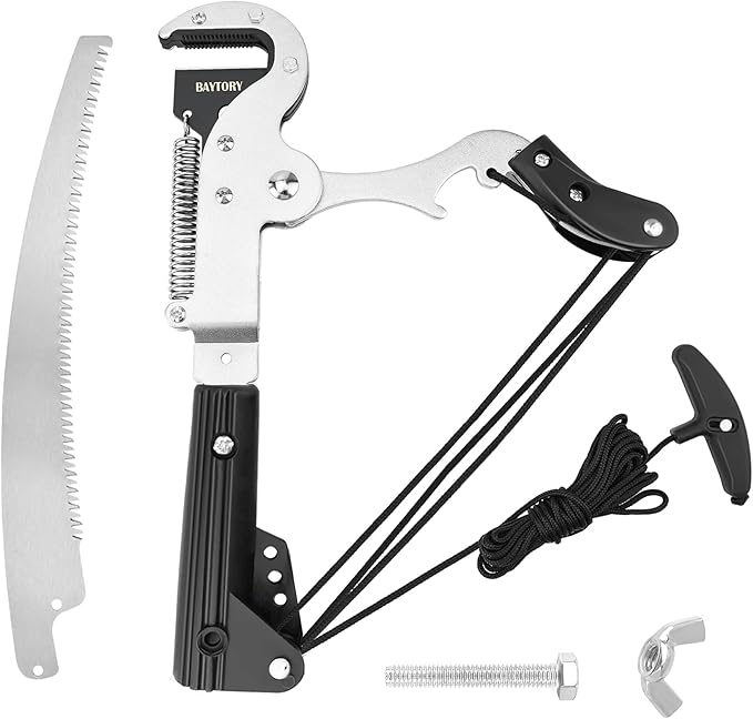 BAYTORY Extendable Tree Pruner Shears Head and Saw without Pole, High-Altitude 4 Pulleys Save Half of Your Effort, Pruning Trimmer Clipper for Plant Gardening Trimming Tool