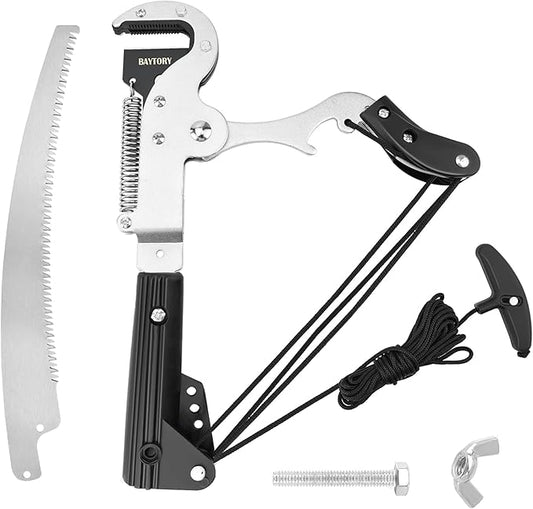 BAYTORY Extendable Tree Pruner Shears Head and Saw without Pole, High-Altitude 4 Pulleys Save Half of Your Effort, Pruning Trimmer Clipper for Plant Gardening Trimming Tool