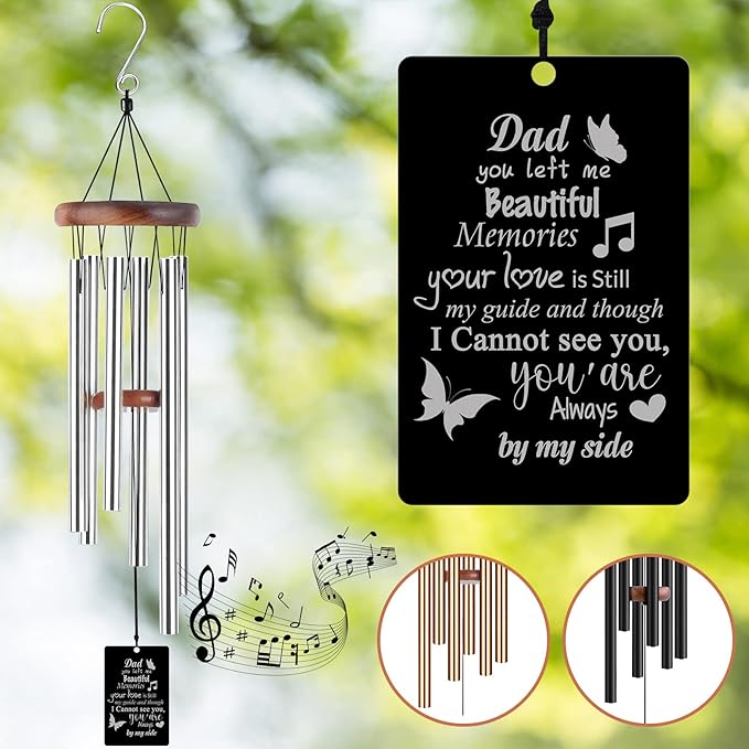 Memorial Wind Chimes Engraved Personalized Wind Chimes for Loss of Loved One,Sympathy Wind Chimes for Outside,Bereavement/Remembrancegifts for Loss of Mother Father