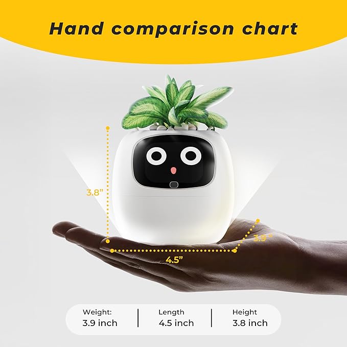 Plantagotchi AI Smart Plant Pot – Expressive Gesture-Controlled Planter with Light, Moisture & Temperature Sensors, App Care Guidance – Desk/Office Gift
