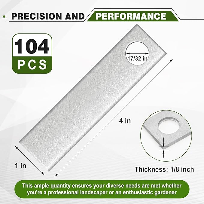 Zonon 104 Pcs 373-173 Rake Teeth Compatible with Bluebird 5001, 539005001 4 (L) x 1 (W) x 0.12 (T) Power Rake Tines Dethatcher Blades Compatible with Billy Goat for Lawn Mower Seeder Turf Machinery