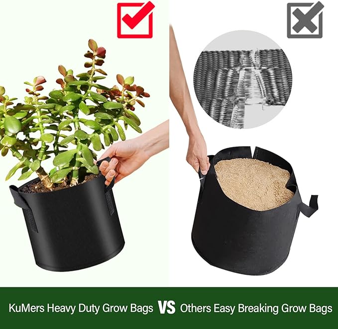 12 Pack Grow Bags 15 Gallon, 300G Heavy Duty Thickened Non-Woven Plant Bag Plant Fabric Pots with Handles Planting Bags, Pot for Plants