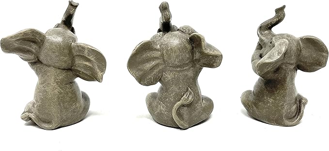 Nature's Mark Baby Elephants See No Evil, Hear No Evil Resin Statue Figurine Home Decorative Accent Decor