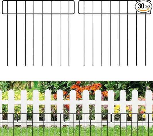 42.5FT Garden Fence Animal Barrier - 30 Pack No Dig Fence Panels Dog Fence, Rustproof Metal Anti Digging Barrier Garden Edging Border, Outdoor Animal Barrier Fencing for Yard, Rabbit, Patio