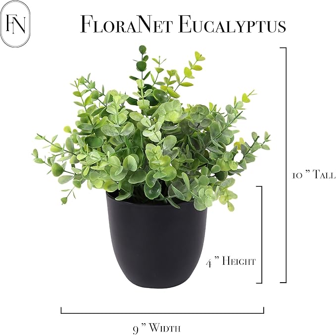 3 PACK 10" H Artificial Plant Greenery Pot (9" W Potted Greenery: Fake Faux Lavender Eucalyptus Boxwood) for Home Decoration Shop Decor Office Desk Dining Table Kitchen Washroom Garden Party Wedding