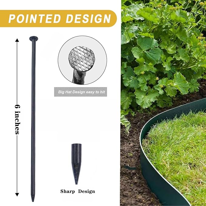 6 Inch Metal Landscape Stakes, Artificial Grass Nails, Landscaping Staples, Edging Anchor Stake，Metal Garden Stakes, for Garden Ground Lawn Paver Timber Border Weed Barrier Spikes（45 Pack）