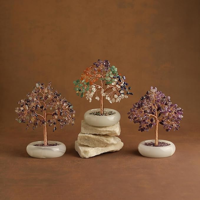 Seven Chakra Crystal Trees, Bonsai Money Tree, Healing Stones, Crystal Tree of Life, Desk Decor, Home Decor, Unique Birthday Gifts for Women Mom