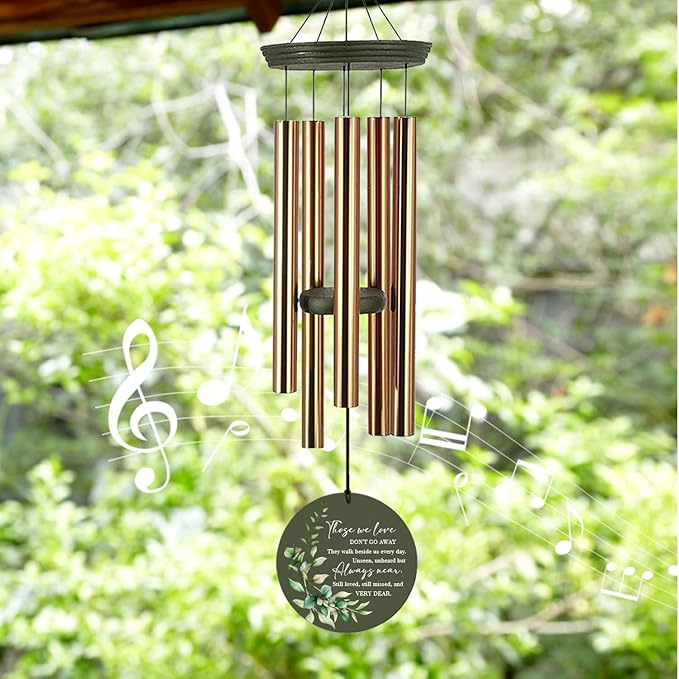 Personalized Sympathy Wind Chimes, 36inch Memorial Wind Chimes for Loss of Loved Dad/Mom, Memorial Bereavement Gifts for Funeral, in Loving Memory Windchime Outside (Produced in USA)