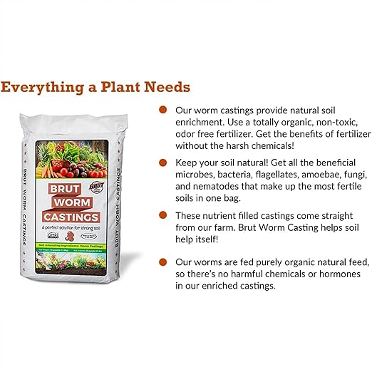 All Organic Fertilizer Worm Castings Filled with Nutrients and Minerals for a Variety of Indoor and Outdoor Plants, 30 Pounds, 2 Pack