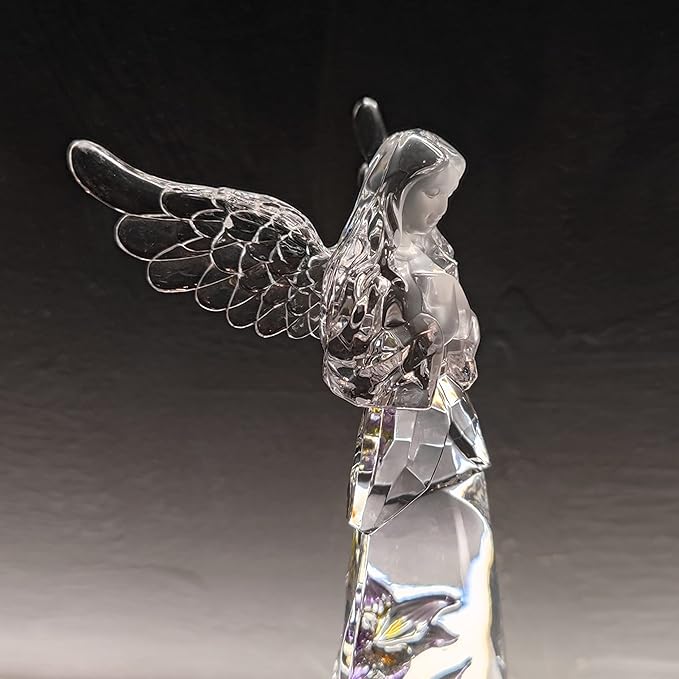Acrylic Praying Angel Flower Fairy Figurine Statue Sculpture Figurine LED Lighted Home Table Desk Decorative Ornament