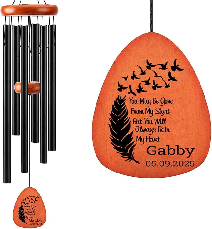 Personalized Memorial Wind Chime - Custom Sympathy Gift for Loss of Loved One, Handmade Bereavement Wind Chime for Pet Loss & Home Decor